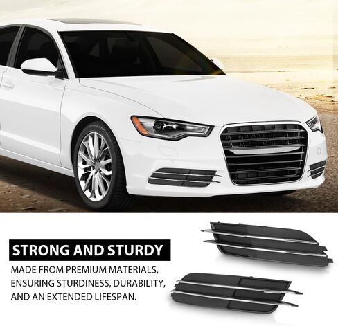 G-PLUS Pair Front Bumper Fog Light Grill Cover, Compatible with Audi A6/ A6 Quattro 2012 2013 2014 2015, Left Driver & Right Passenger Side 2PCS, 4G08076819B9, 4G0807682F9B9 in Saudi Arabia