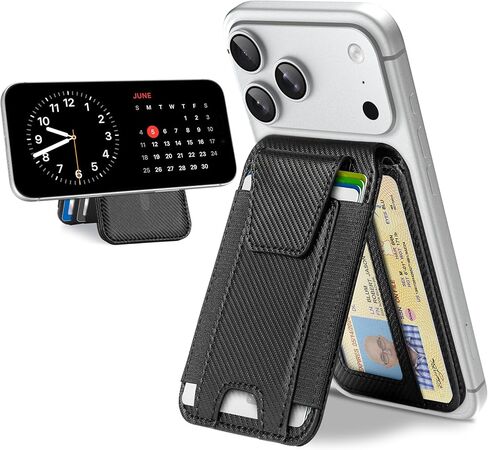 TopMade for MagSafe Wallet with Stand, Strongest Magnetic Wallet for iPhone 17/16/15/14/13/12 Series, Leather Magnetic card holder with Adjustable Stand, 9 Cards Holder, RFID Blocking, Black in Saudi Arabia