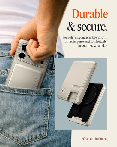 Spigen for MagSafe Wallet, Classic LS (MagFit) Holds 3 Cards, Compatible with iPhone 17/16/15/14/13/12 Pixel 10 MagSafe-Cases Pixelsnap Vintage Heavy Duty Hardshell Magnetic Card Holder - Stone in Saudi Arabia