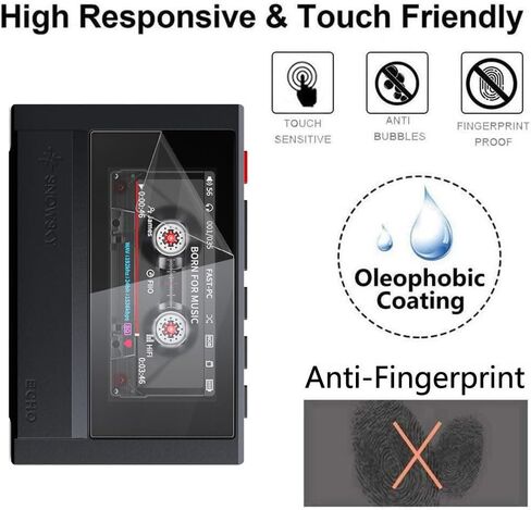 لواقي شاشة SnowSky FiiO Echo - [عبوة من قطعتين] طبقة TPU ناعمة وشفافة عالية الدقة [مضادة لبصمات الأصابع] [مضادة للخدش] [خالية من الفقاعات] متوافقة مع مشغل الصوت الرقمي SnowSky/FiiO Echo Retro Hi-Res in Kuwait