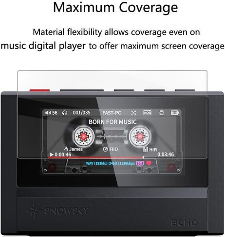لواقي شاشة SnowSky FiiO Echo - [عبوة من قطعتين] طبقة TPU ناعمة وشفافة عالية الدقة [مضادة لبصمات الأصابع] [مضادة للخدش] [خالية من الفقاعات] متوافقة مع مشغل الصوت الرقمي SnowSky/FiiO Echo Retro Hi-Res in Kuwait