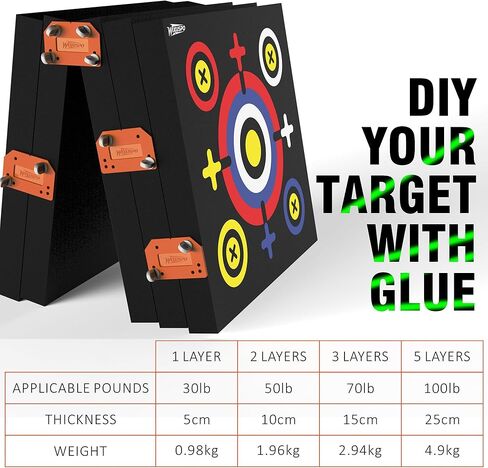 20'' x 20'' x 4'' Foam Archery Target Set Foldable Self-Standing High-Density Target Block Backyard, Portable Target for Compound Bows Youth Archery Practice, Built-in Carrying Handle (2 pack) in Saudi Arabia