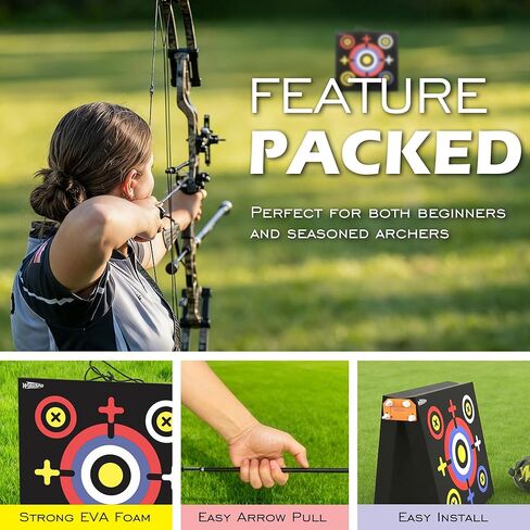 20'' x 20'' x 4'' Foam Archery Target Set Foldable Self-Standing High-Density Target Block Backyard, Portable Target for Compound Bows Youth Archery Practice, Built-in Carrying Handle (2 pack) in Saudi Arabia