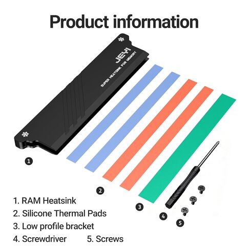 JEYI RAM Heatsink Cooler with Thermal Pads for DDR3 DDR4 DDR5, Black 2-Pack in Saudi Arabia