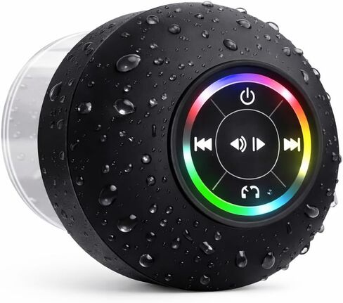 mini Bluetooth Shower Speaker Waterproof Speaker Suction Cup Wireless Speaker Bathroom Speaker led Light Speaker Portable Bluetooth Speaker ipx4 Shower Radio Hands Free Speakerphone in Saudi Arabia