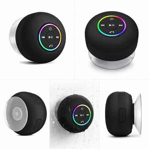 mini Bluetooth Shower Speaker Waterproof Speaker Suction Cup Wireless Speaker Bathroom Speaker led Light Speaker Portable Bluetooth Speaker ipx4 Shower Radio Hands Free Speakerphone in Saudi Arabia