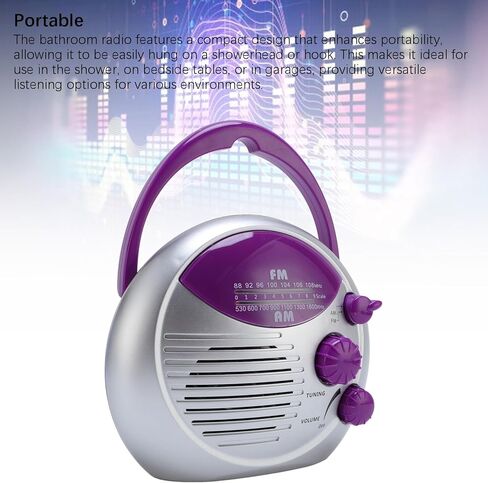 Fockety Shower Radio, Portable AM FM Battery Powered Radio, IPX4 Rating Water Proof Fireproof ABS Material, Clear Sound for Bathroom, Kitchen, Outdoor, Clear Sound Quality in Saudi Arabia