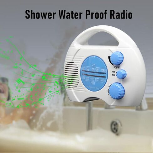 Yoidesu Water Proof AM FM Shower Radio with Electronic Tuning, Water Proof Speaker Compact Portable Design,User Friendly Controls for Bathroom, Kitchen and Outdoor in Saudi Arabia