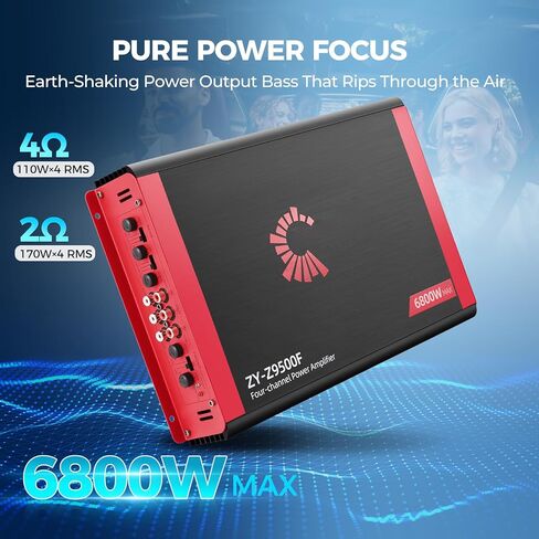 مضخم صوت السيارة ذو 4 قنوات عالي الطاقة 2026 - 6800 وات كحد أقصى، 4x170 وات RMS @2Ω، قناتان متصلتان (340 وات) - أدوات إزالة التوتر أثناء التنقل ومجموعة تجديد السيارة القديمة in Kuwait