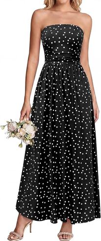 BTFBM Summer Maxi Dresses for Women 2026 Strapless Tube Top Floral Spring Wedding Guest Dress Beach Vacation Outfits in Saudi Arabia