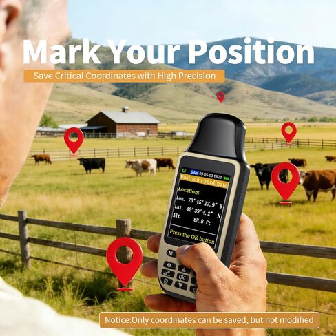 ZL660 Land Surveying Equipment, Intuitive Operation Handheld GPS for Surveying with 6 Satellites, 3.2" Color Screen,7 Methods for Measuring Land Area, Distance,Slope and Save Coordinates Point in Saudi Arabia