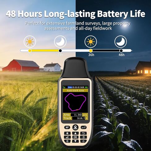 ZL660 Land Surveying Equipment, Intuitive Operation Handheld GPS for Surveying with 6 Satellites, 3.2" Color Screen,7 Methods for Measuring Land Area, Distance,Slope and Save Coordinates Point in Saudi Arabia
