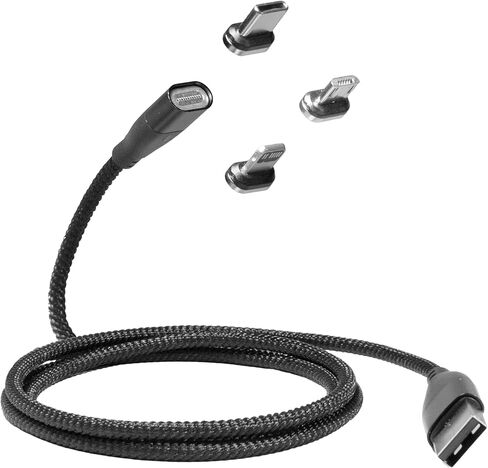 كابل BoxWave متوافق مع Oxiline Pressure X Pro - كابل MagnetoSnap PD AllCharge (100 واط)، شحن مغناطيسي مضفر USB من النوع C Micro - أسود نفاث in Kuwait