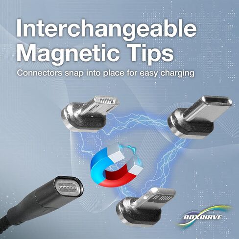 كابل BoxWave متوافق مع Oxiline Pressure X Pro - كابل MagnetoSnap PD AllCharge (100 واط)، شحن مغناطيسي مضفر USB من النوع C Micro - أسود نفاث in Kuwait