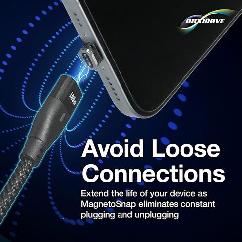 كابل BoxWave متوافق مع Oxiline Pressure X Pro - كابل MagnetoSnap PD AllCharge (100 واط)، شحن مغناطيسي مضفر USB من النوع C Micro - أسود نفاث in Kuwait