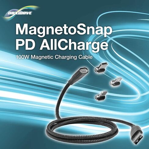 كابل BoxWave متوافق مع Oxiline Pressure X Pro - كابل MagnetoSnap PD AllCharge (100 واط)، شحن مغناطيسي مضفر USB من النوع C Micro - أسود نفاث in Kuwait