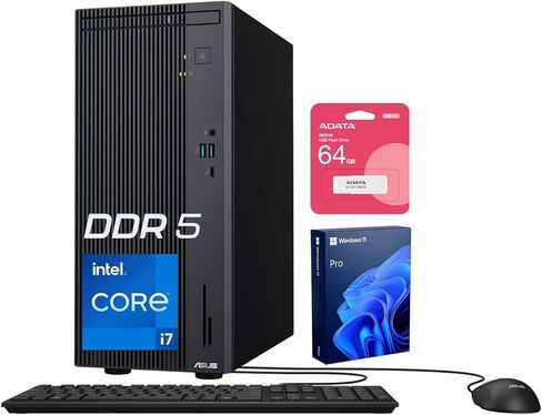 كمبيوتر مكتبي ASUS V500 Home & Business Tower، معالج Intel Core i7-13620H ذو 10 نواة، ذاكرة الوصول العشوائي DDR5 سعة 32 جيجابايت، SSD سعة 1 تيرابايت، منفذ DisplayPort، Wi-Fi 6، لوحة مفاتيح وماوس سلكي، Win11 Pro، حزمة مع محرك أقراص فلاش USB ADATA بسعة 64 ج in Saudi Arabia