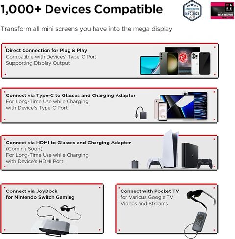 نظارات RayNeo Air 3s AR/XR، 201 بوصة عند 6 أمتار، شاشة HueView FHD 120 هرتز، نظارات ألعاب فيديو AR محمولة لأجهزة iPhone 17/16/15، Android، Mac، Switch، PS5، Steam Deck - 3S-Silver in Kuwait