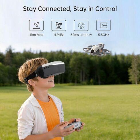 نظارات CADDXFPV Walksnail Ascent HD الرقمية FPV - شاشة 4.5 بوصة 1080P/60FPS، نقل رقمي 5.8 جيجا هرتز، نطاق 4 كم، زمن وصول منخفض 32 مللي ثانية، تسجيل DVR (يدعم 256 جيجابايت SD)، متوافق مع نظام Ascent in Kuwait