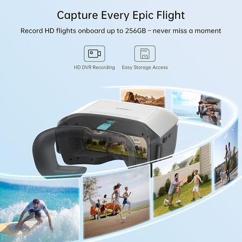 نظارات CADDXFPV Walksnail Ascent HD الرقمية FPV - شاشة 4.5 بوصة 1080P/60FPS، نقل رقمي 5.8 جيجا هرتز، نطاق 4 كم، زمن وصول منخفض 32 مللي ثانية، تسجيل DVR (يدعم 256 جيجابايت SD)، متوافق مع نظام Ascent in Kuwait