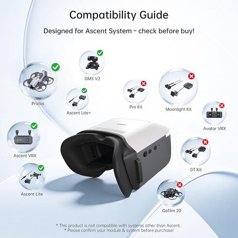 نظارات CADDXFPV Walksnail Ascent HD الرقمية FPV - شاشة 4.5 بوصة 1080P/60FPS، نقل رقمي 5.8 جيجا هرتز، نطاق 4 كم، زمن وصول منخفض 32 مللي ثانية، تسجيل DVR (يدعم 256 جيجابايت SD)، متوافق مع نظام Ascent in Kuwait