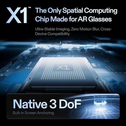نظارات XREAL One Pro AR مع شريحة X1، Native 3 DoF، Real 3D، X-Prism Optics، شاشة FHD 57 درجة FOV 171 بوصة 120 هرتز، نظارات XR لهاتف iPhone 17/16، Steam Deck، ROG، Mac، PC، Android وiOS L (IPD 66-75 مم) in Kuwait