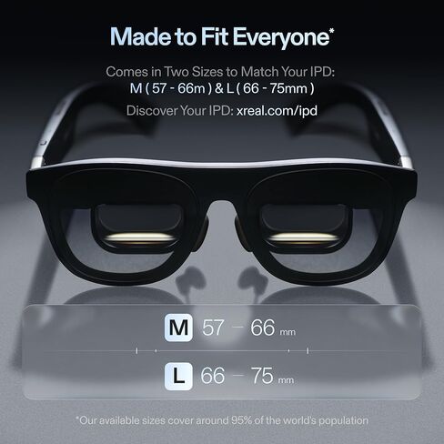 نظارات XREAL One Pro AR مع شريحة X1، Native 3 DoF، Real 3D، X-Prism Optics، شاشة FHD 57 درجة FOV 171 بوصة 120 هرتز، نظارات XR لهاتف iPhone 17/16، Steam Deck، ROG، Mac، PC، Android وiOS L (IPD 66-75 مم) in Kuwait