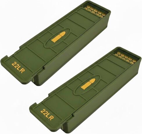 22LR Ammo Box 100 Round (2 Pack) Stackable Ammo Storage Case Organizer for .22 Long Rifle Ammunition with Secure Lid – Durable Ammo Holder Made in USA in Kuwait