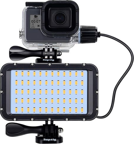 Suptig 60 LED Video Light with 5200mAh Portable Charger Portable Lighting Compatible for Gopro Hero 12, Hero 11/10/9/8/7/6/5/4/3/3+/Gopro Max, Fusion, DJI osmo Insta 360 ace pro, Waterproof 164ft in Saudi Arabia