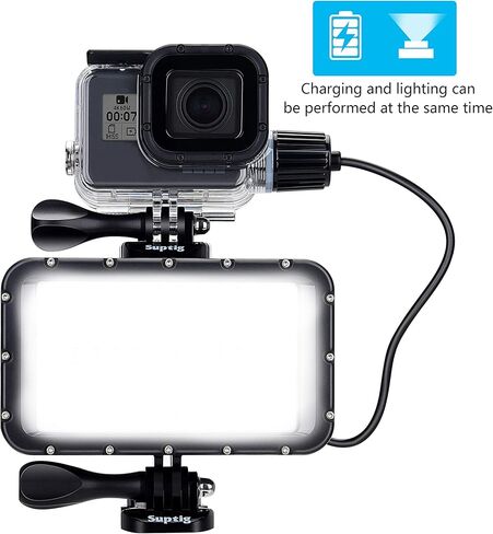 Suptig 60 LED Video Light with 5200mAh Portable Charger Portable Lighting Compatible for Gopro Hero 12, Hero 11/10/9/8/7/6/5/4/3/3+/Gopro Max, Fusion, DJI osmo Insta 360 ace pro, Waterproof 164ft in Saudi Arabia