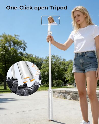 حامل ثلاثي عصا سيلفي مغناطيسي مقاس 72 بوصة لهاتف iPhone MagSafe - حامل ثابت مفتوح بنقرة واحدة، حامل مغناطيسي قوي، دوران 360 درجة، ألومنيوم قابل للتمديد مع جهاز تحكم عن بعد قابل لإعادة الشحن للسفر وتسجيل الفيديو in Kuwait