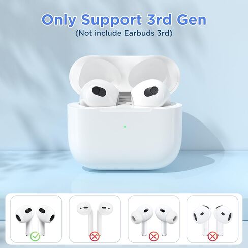 حافظة شحن بديلة للجيل الثالث من AirPods، متوافقة فقط مع علبة الشحن من الجيل الثالث من AirPod (ليست Pro 3)، مع زر مزامنة الأسنان الزرقاء، بدون سماعات أذن (منفذ على شكل حرف L) in Saudi Arabia