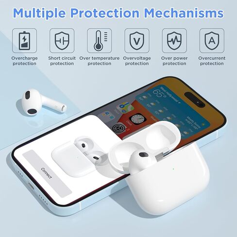 حافظة شحن بديلة للجيل الثالث من AirPods، متوافقة فقط مع علبة الشحن من الجيل الثالث من AirPod (ليست Pro 3)، مع زر مزامنة الأسنان الزرقاء، بدون سماعات أذن (منفذ على شكل حرف L) in Saudi Arabia