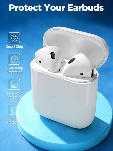 حافظة شحن بديلة لأجهزة AirPods الجيل الأول/ الثاني، حافظة شاحن لاسلكي لأجهزة Air Pod 1/2 Gen، تدعم زر مزامنة الاقتران بالبلوتوث، بدون سماعات أذن (منفذ على شكل حرف L) in Saudi Arabia