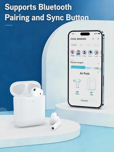 حافظة شحن بديلة لأجهزة AirPods الجيل الأول/ الثاني، حافظة شاحن لاسلكي لأجهزة Air Pod 1/2 Gen، تدعم زر مزامنة الاقتران بالبلوتوث، بدون سماعات أذن (منفذ على شكل حرف L) in Saudi Arabia