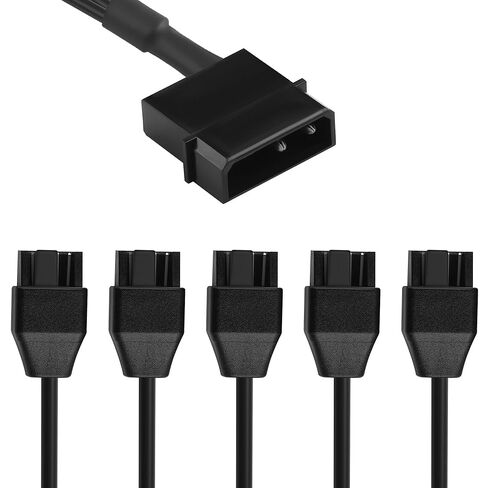 Molex to 4 Pin Fan Cable 12V Full Speed PC Fan Power Splitter, Dual 4-Pin Adapter for ATX PSU Case Cooling 30cm/11.8 (1 to 5) in Saudi Arabia