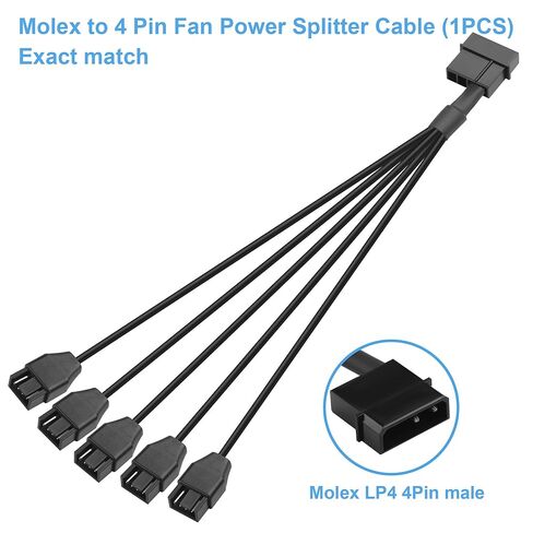 Molex to 4 Pin Fan Cable 12V Full Speed PC Fan Power Splitter, Dual 4-Pin Adapter for ATX PSU Case Cooling 30cm/11.8 (1 to 5) in Saudi Arabia