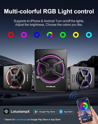 10 Inch 1200W Under Seat Car Subwoofer,Full Cast Aluminum Under Seat Powered Subwoofer,Built-in Amp & APP LED Light Control,12V Universal Vehicle Subwoofer Full Installation Kit with Gift Box. in Saudi Arabia