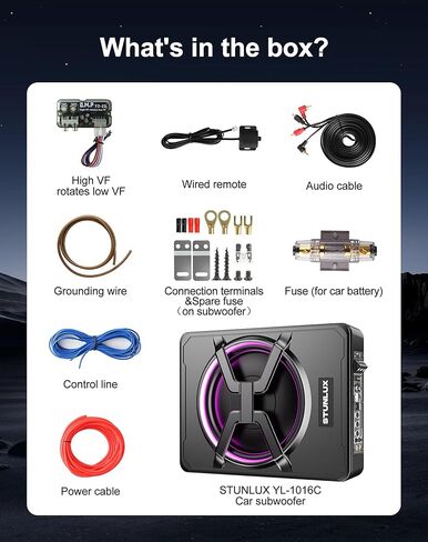10 Inch 1200W Under Seat Car Subwoofer,Full Cast Aluminum Under Seat Powered Subwoofer,Built-in Amp & APP LED Light Control,12V Universal Vehicle Subwoofer Full Installation Kit with Gift Box. in Saudi Arabia