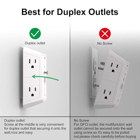 واقي التيار الكهربائي متعدد المقابس - موسع منفذ تيوبار مع 6 منافذ و4 منافذ USB (2 USB-C)، مقسم مخرج للمنزل والمكتب وأساسيات غرفة النوم، ETL، أبيض in Kuwait