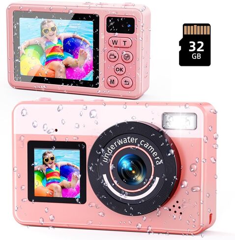 Maxmango D70 4K Underwater Digital Camera - 48MP 10FT Waterproof Camera for Snorkeling - Dual Screen Selfie Compact Floatable Camera with 32GB Card - Point and Shoot Digital Cam 1200mAh Battery -Blue in Saudi Arabia