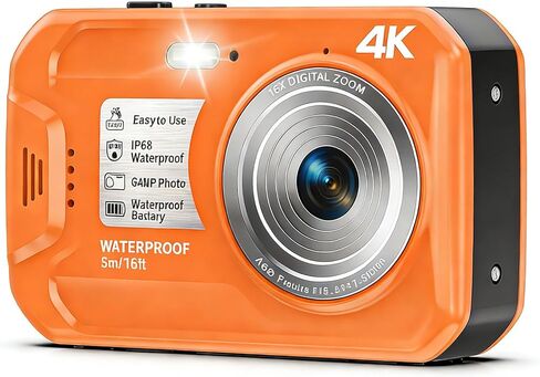64MP 4K تحت الماء ضبط تلقائي للصورة 1250 مللي أمبير بطاقة 32 جيجابايت، كاميرات مقاومة للماء 16FT، كاميرا رقمية قابلة للطفو كاميرا تحت الماء للغطس in Saudi Arabia