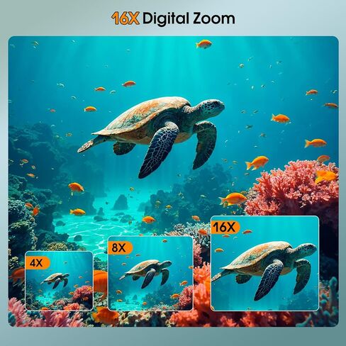 64MP 4K تحت الماء ضبط تلقائي للصورة 1250 مللي أمبير بطاقة 32 جيجابايت، كاميرات مقاومة للماء 16FT، كاميرا رقمية قابلة للطفو كاميرا تحت الماء للغطس in Saudi Arabia