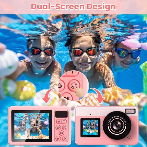 كاميرا رقمية تحت الماء بدقة 4K للأطفال: كاميرا مقاومة للماء بطول 10 أقدام - كاميرا عائمة بدقة 48 ميجابكسل للغطس - ركوب الأمواج - السباحة - صورة شخصية ذات شاشة مزدوجة - تركيز تلقائي - تكبير 18X - بطاقة TF سعة 32 جيجابايت - وردي - 2026 جديد in Kuwait