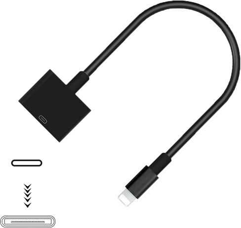 rosyclo Lightning to 30-Pin Adapter, MFi Certified 8-Pin Male to 30 Pin Female Output Cable Converter Charging Cord Connector Compatible iPhone 12/11/X/8/7/6/5/iPad/iPod Black (No Audio) in Saudi Arabia