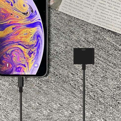 rosyclo Lightning to 30-Pin Adapter, MFi Certified 8-Pin Male to 30 Pin Female Output Cable Converter Charging Cord Connector Compatible iPhone 12/11/X/8/7/6/5/iPad/iPod Black (No Audio) in Saudi Arabia
