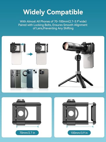 عدسة MIAO LAB 30X Telephoto، عدسة هاتف مقربة عالية الدقة عالية الدقة مع حامل ثلاثي قابل للتعديل ومشبك هاتف عالمي، مرفق عدسة هاتف لسلسلة iPhone 17/16/15/14/13، Android ومعظم الهواتف الذكية in Kuwait