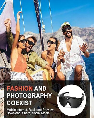 POV Glasses 4K Baseball Sunglasses Camera Smart Men Women Audio Video Action 2026 Upgrade Eyeglasses Running Style Meets Function Sports Cycling Hiking HD (Blue) in Saudi Arabia