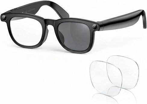 نظارات ذكية EarlySincere Photochromic مزودة بكاميرا بدقة 8 ميجابكسل 4K وبلوتوث، وفيديو عالي الدقة، ومساعد رؤية AI، وترجمة وناسخ صوت، وصوت مفتوح للأذن، وعدسات ضوء زرقاء إضافية للعمل والسفر in Kuwait