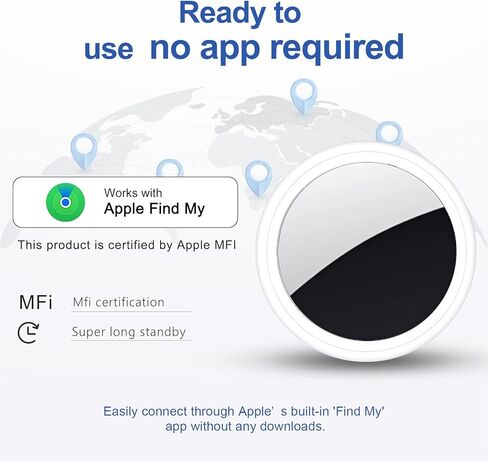 Air Tracker Tag 2 Pack [Apple MFi Certified] with Find My(iOS Only), Key Finder with No App Needed, Waterproof, 365-Day Standby,Wallet Key Bag Luggage Tracker in Saudi Arabia